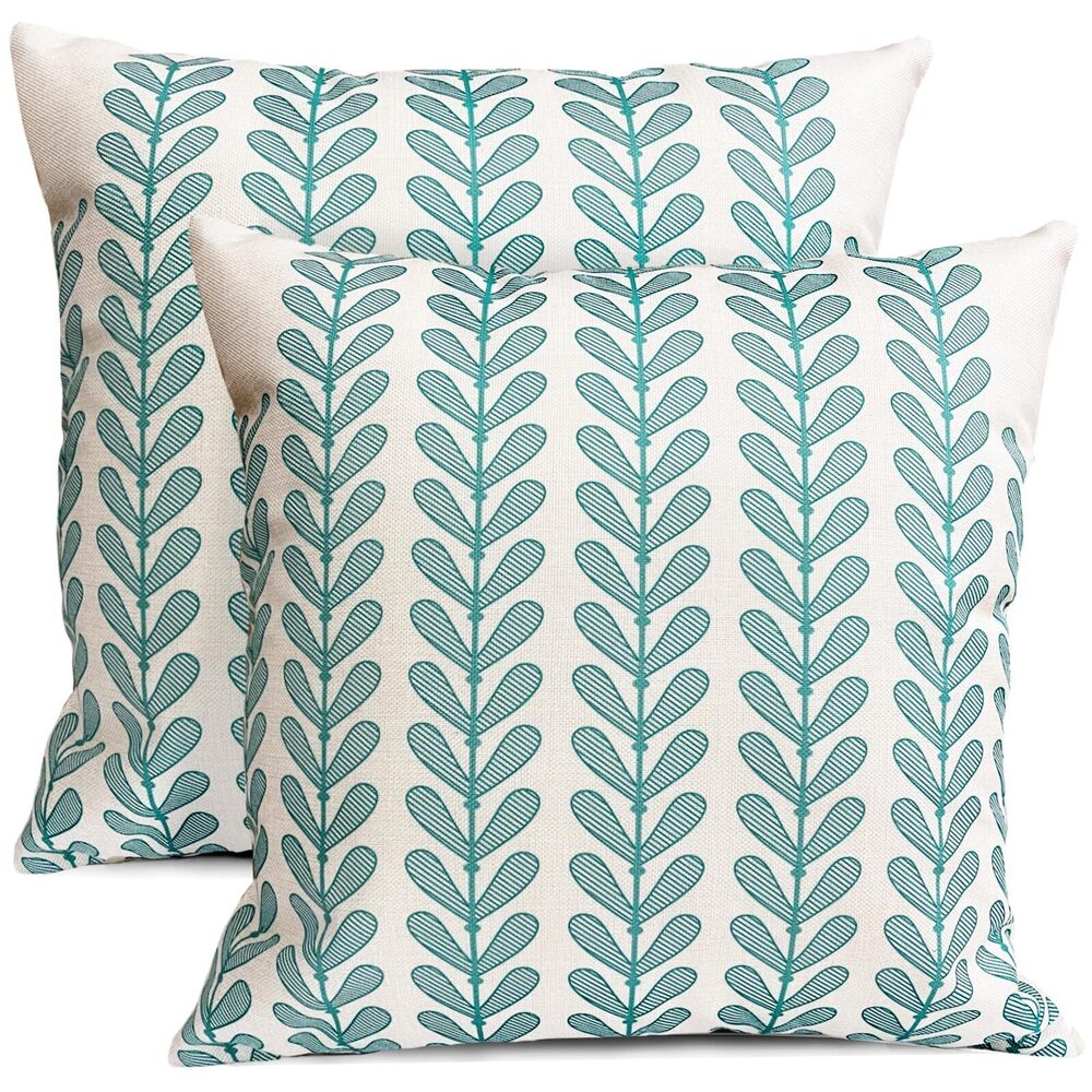 9068 Decorative Throw Pillow Covers Set of 2 Teal Blue Pillow Covers 20x20